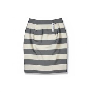Burberry Striped Pencil Skirt in Gray and Cream -